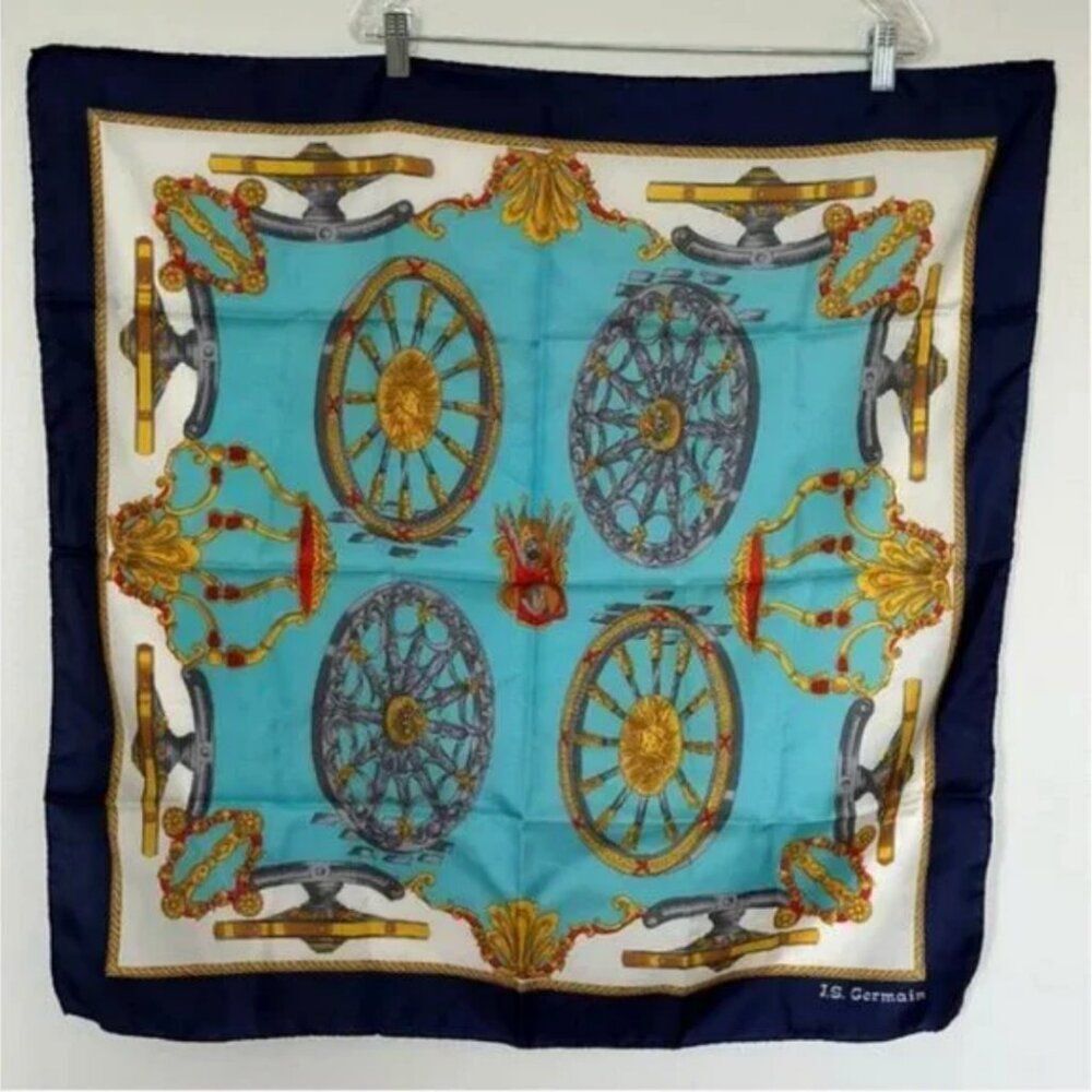 Vintage J.S. Germain Nautical Wheels Patterned Scarf